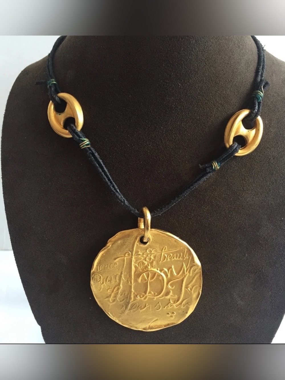Donna Karan’sVintage Gold Plated 
“Words" Necklace O/S